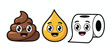 © Desynex - Cute cartoon poop pee and toilet paper characters with happy faces