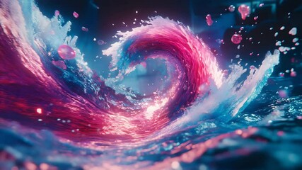 Fototapete - Stunning pink and blue wave pattern creating a beautiful abstract background for creative designs