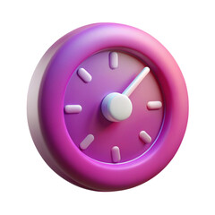 Poster - 3d rendered clock icon in vibrant pink and purple with minimalistic design
