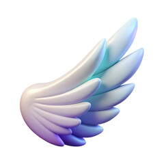 Poster - 3d rendered white angel wing with blue and purple gradient isolated on black background