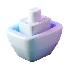 Poster - A modern 3d rendered boat with smooth surface and geometric form on black background