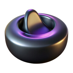 Fototapete - Abstract iridescent 3d rendered object in purple blue and gold with dark background