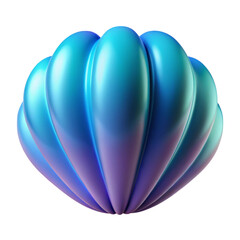 Poster - Elegant 3d render of a fluted blue seashell with gradient color on black background