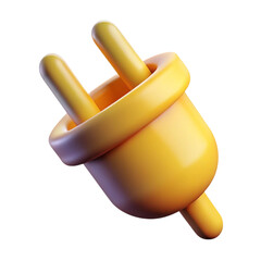 Fototapete - Glossy 3d render of a yellow electrical plug isolated on a black background