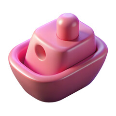 Poster - Rendered 3d illustration of a glossy pink toy boat against a solid black background