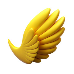 Poster - Stylized yellow 3d render of angel wing with a glossy and smooth aesthetic design