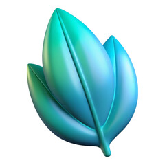 Aufkleber - Three dimensional glossy leaves in vibrant teal and green tones on black background