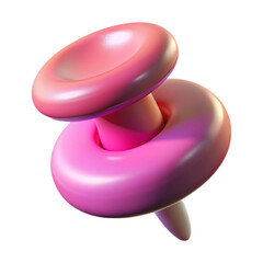 Poster - 3d rendered pink push pin with a soft shiny texture on a black background