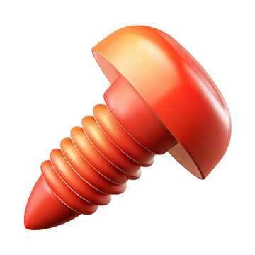 A glossy 3d rendered red screw isolated on black background for design projects