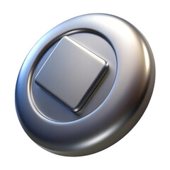 Fototapete - 3d render of a metallic button with a square element and circular frame