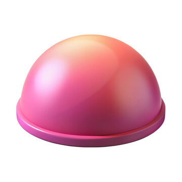 3d rendered pink dome shape design element floating on a black background with smooth gradients.