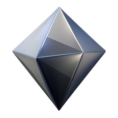Poster - Abstract geometric diamond shaped object with metallic reflections on a black background