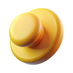 Fototapete - Glossy 3d rendered yellow push pin with a bright lighting effect against a black background
