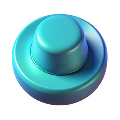 Fototapete - Modern 3d render of a shiny turquoise button isolated on a black background