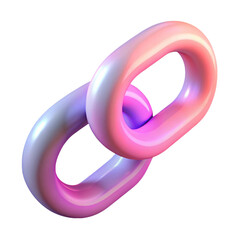 Poster - Two interlocking chain links of iridescent pink and purple colors on a black background
