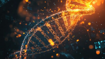 Poster - DNA molecule, glowing particles