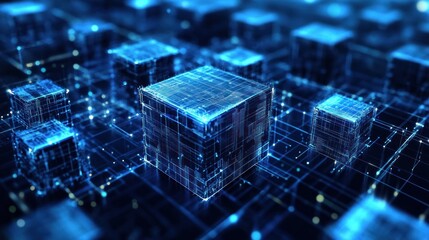 Poster - Abstract digital network of cubes