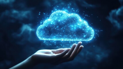 Poster - Hand holding a glowing cloud