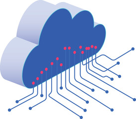 Aufkleber - Modern technology concept for clouding computing, blockchain technology Database, Datacenter, artificial intelligence. Transparent background. Vector illustrator