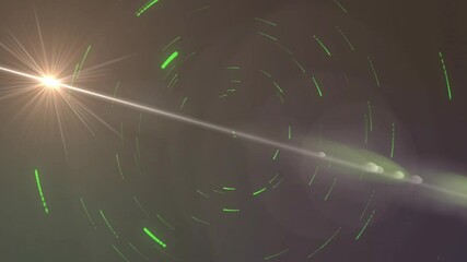 Poster - Red rings rotating inward, fading, colored sparks swirling, beam crossing, showing light cycle