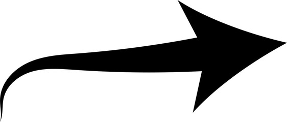 Poster - Bold black arrow with a curved tail pointing to the right on a white background