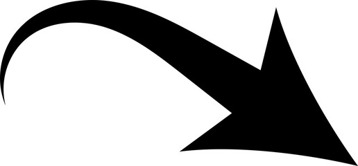 Poster - Bold black arrow curves downwards and to the right on a white background