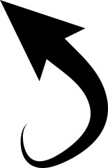 Poster - Black curved arrow pointing upwards and to the left with a smooth tail