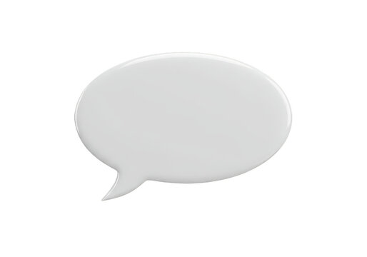 White Speech Bubble Communication 3D Render on Transparent Background