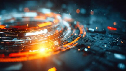 Abstract Technology Background with Glowing Circuits and Data Flow Visualizations
