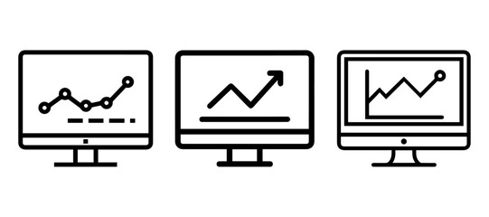 Fototapete - Monitor with Growth Graph Icon Set, vector illustration