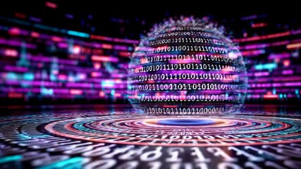 Binary Code World: A Futuristic Technology Background with Data Stream Visuals