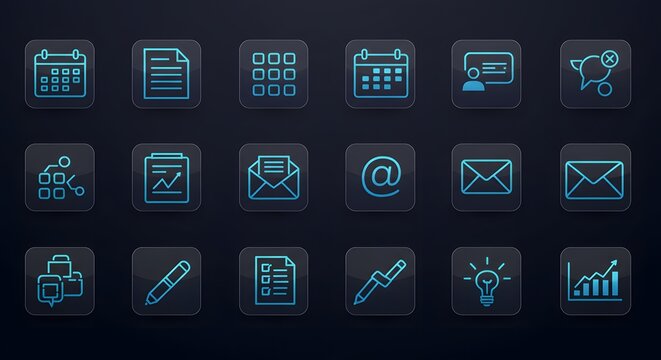 Set of flat web and app icons for design and digital communication