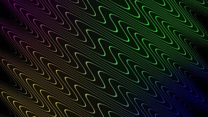 Leinwandbilder - Abstract flowing wavy lines with a vibrant rainbow gradient on a dark background