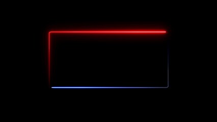 Leinwandbilder - Glowing neon rectangle frame with red and blue light on black background
