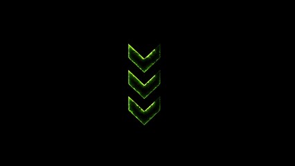 Leinwandbilder - Three glowing green arrows pointing down on a black background with a textured effect