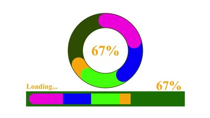 Poster - Colorful progress bar and circular loading indicator showing sixty seven percent completion