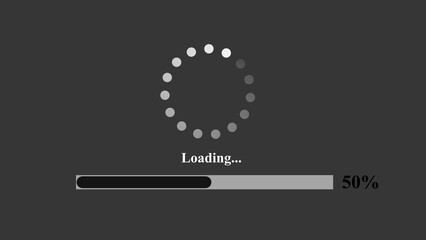 Poster - Digital progress indicator showing fifty percent completion with a spinning circle loader