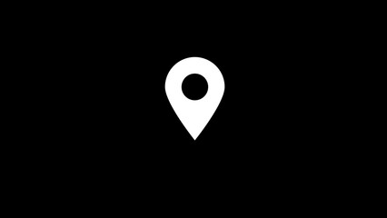 Aufkleber - Simple white location pin icon centered on a solid black background