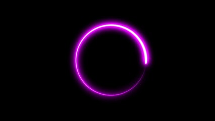 Leinwandbilder - Vibrant magenta neon ring glowing on a dark black background with a subtle light trail effect