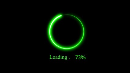 Poster - Futuristic neon green loading circle with percentage indicator on black background
