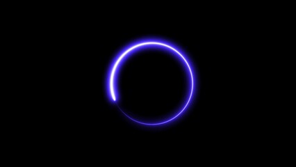 Leinwandbilder - Abstract glowing blue circle on a black background with a subtle light trail