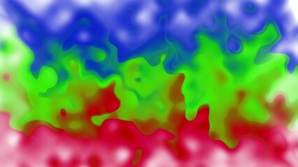 Poster - Abstract flowing organic shapes in vibrant blue green and red colors with soft edges