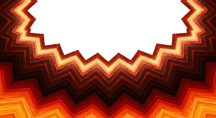 Poster - Fiery Abstract Sunburst Explosion Tunnel with Glowing Orange and Red Zigzag Patterns and Space for Text