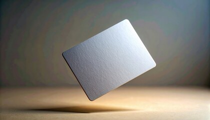 Poster - Minimalist modern silver rectangular card floating against a gradient background with shadow and soft lighting, sleek design, and contemporary style, 150 characters