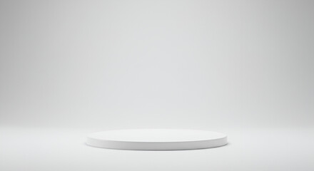Poster - Elegant minimalist white podium, perfect for product showcasing in a clean studio environment