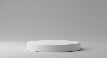 Aufkleber - Minimalist white cylinder podium against a neutral gray studio background space