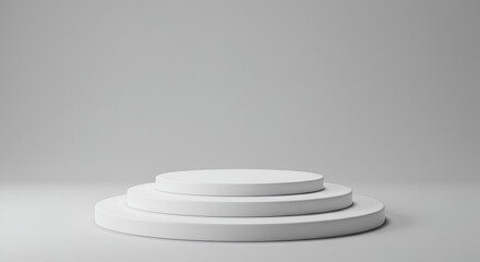 Aufkleber - Minimalistic Three-Tier White Round Pedestal Display for Product Presentation