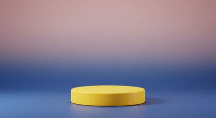 Aufkleber - Modern Minimalist Yellow Podium on a Gradient Blue and Pink Background Display