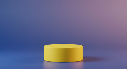 Aufkleber - Vibrant Yellow Podium on Gradient Blue Background: Perfect for Product Display