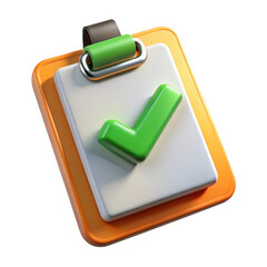 Poster - 3d clipboard with green check mark isolated on transparent background